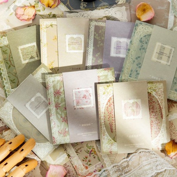 Vintage Scrapbooking Blumen Papier Set - 50 Stück | Material Papier für Journaling, Tagebuch, Collagen & mehr