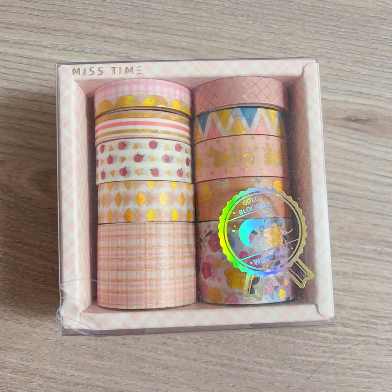 Bronzing Washi Tape Set Schmetterling, Gemälde, Geometrie 10 Rollen Dekoratives Klebeband für Scrapbooking, Planer und Journaling Party