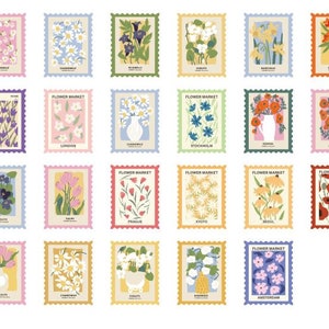 Mini autocollants fleurs 46 pièces Bullet journal, agenda, album photo Autocollants de timbres image 5