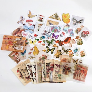 60x Sticker & Dekopapier für Journal, Scrapbooking, Tagebuch, Fotoalbum und Karten Pilze