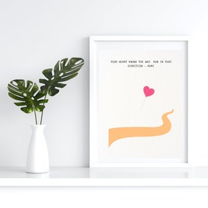 Dein Herz kennt den Weg. Lauf in diese Richtung. Psychische Gesundheit Poster.Büro Dekor.Wand Kunst
