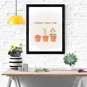 Mental Health Poster-Change takes time-Office Decor, therapist office, school counselor