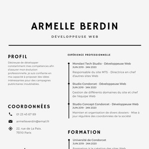 Plantilla de currículum vitae, plantilla de currículum profesional para Word y Pages, plantilla de currículum limpio con imagen, plantilla de currículum vitae y carta de presentación