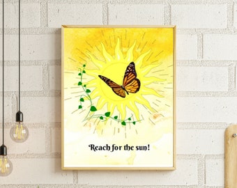 Reach for the Sun Wall Art  Therapy Office  Inspirational Art  School Counselor