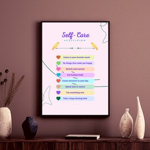 Self-Care-Aktivitäten Therapie Büro Sozialarbeiter Schule Counselor Self-Care Printable Self-Care Checkliste