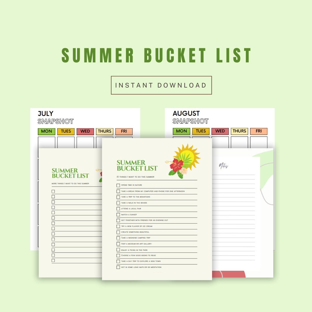 Printable Summer Bucket List for Family Fun Summer Activities Etsy