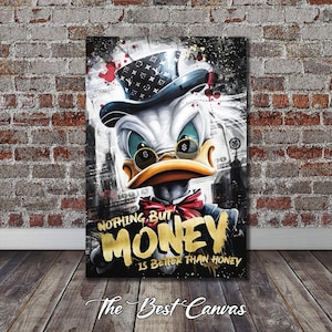 Pop Art -Scrooge McDuck  &quot;Nothing But Money&quot;  Wall Decor - Cartoon Art  - Modern Canvas Art - Printed Canvas -