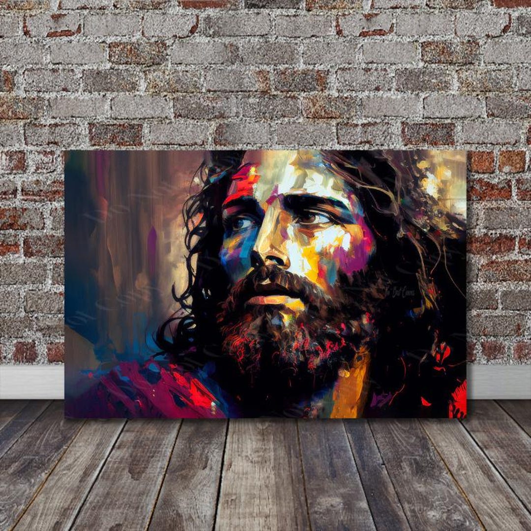Abstract Jesus Portrait, Modern Christian Art, Bold Colors, Palette ...