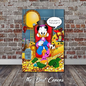 Scrooge McDuck - Wall Decor - Cartoon Art  - Modern Canvas Art - Printed Canvas - Decor -Pop Art - Motivation.