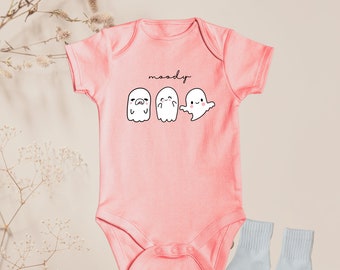 Moody Ghost - Halloween Baby Onesie | Spoopy Ghost-Themed Infant Bodysuit | Soft & Comfortable Halloween Outfit for Babies