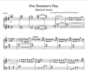 One Summers Day - Spirited Away - Studio Ghibli - Piano Sheet Music