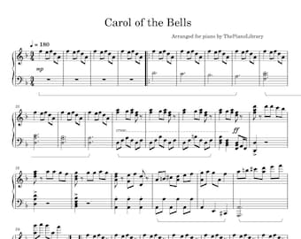 Carol of the Bells Piano Sheet Music Easy Piano Downloadable Printable