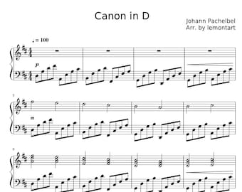 Cannon in D - sheet music piano