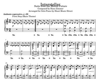 Interstellar Suite (tutta la musica del film) Hans Zimmer - Spartiti per pianoforte