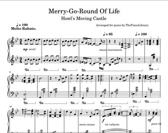 Merry Go Round of Life - Howl's Moving Castle - Studio Ghibli -Piano Sheet Music