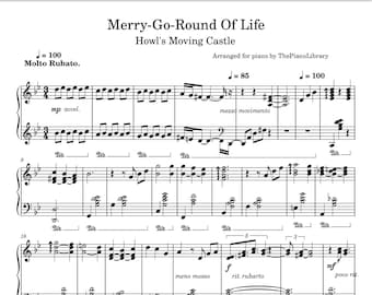 Merry Go Round of Life - Howl's Moving Castle - Studio Ghibli -Piano Sheet Music