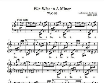 Fur Elise - sheet music piano