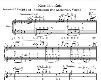 Kiss The Rain - Yiruma - Note Names - Piano Sheet Music