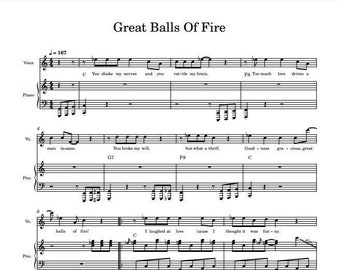 Great Balls of Fire - Jerry Lee Lewis - Piano Sheet Music