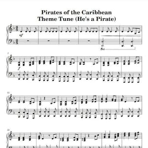 Pirates of The Caribbean Theme Tune - He&#39;s a Pirate - Piano Sheet Music