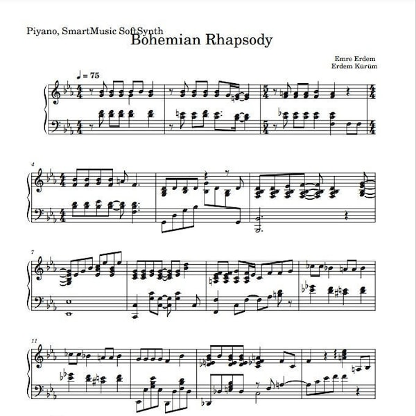 Bohemian Rhapsody - Queen - Piano Sheet Music