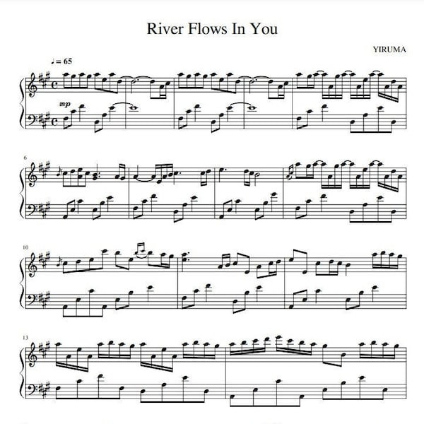 River Flows In You - Yiruma - Piano Sheet Music