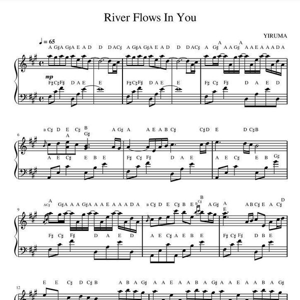 Der Fluss fließt in dir - Yiruma - Namen notieren - Klaviernoten