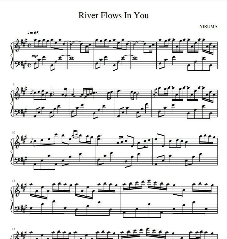Yiruma River Flows In You Klaviernoten Download River Flows in You - Yiruma - Piano Sheet Music - Etsy