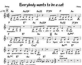 Everybody Wants To Be A Cat - from the film The Aristocats - Piano Sheet Music
