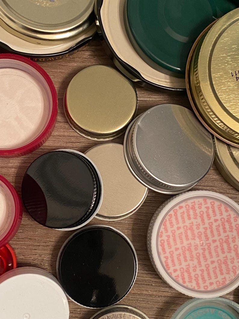 100 Recycled Bottle Caps, Mixed Color Bottle Caps, Recycled Plastic ...
