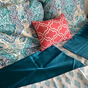 Teal Paisley Queen Sheet Set, Boho Bohemian Bedding, Mainstay Decor