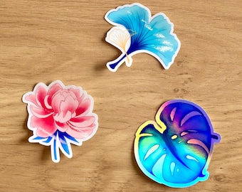 Stickers plants - peony - monstera - ginkgo - flowers