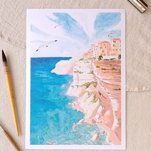 Tirage d’art de Bonifacio - aquarelle de la Corse