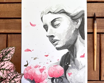 Watercolor reproduction “High Hope” - printed poster - decoration - poster - wall print - mystical statue - sculpture - ecology