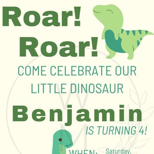 Dino Themed Birthday Invitation