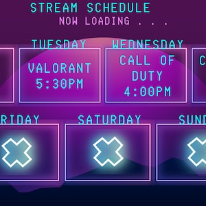 Twitch Stream Schedule-neon Styled Stream Schedule-youtube Schedule ...