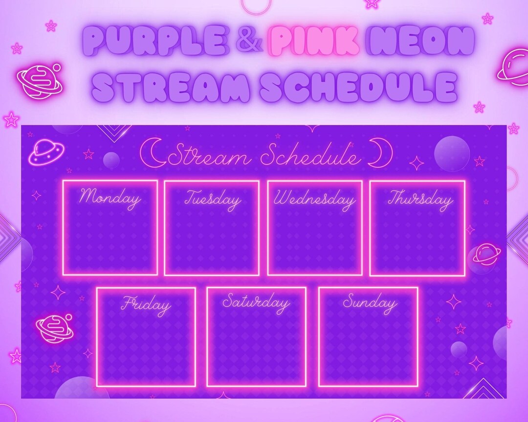 Twitch Stream Schedule-neon Styled Stream Schedule-youtube Schedule ...