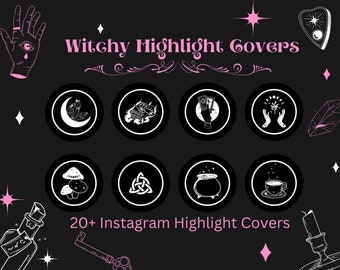 Witchy Instagram Highlight Covers, dark highlight covers, celestial esthetic highlight covers for Instagram