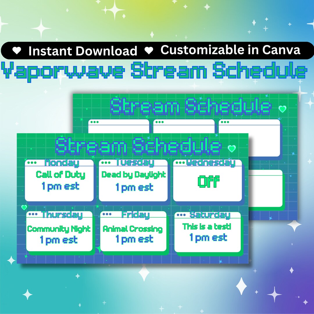 Vaporwave Stream Schedule Template | Twitch & Youtube Streaming Overlay ...
