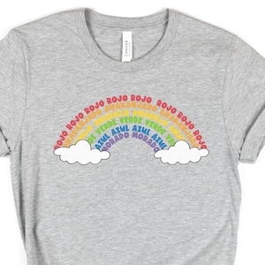 Los Colores Vocabulary Rainbow Tee Spanish Teacher Shirt Bilingual Teacher Dual Language Instruction Teacher Tee