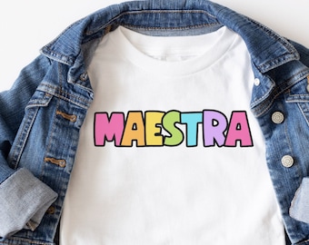 Maestra Back To School Outfit, Apprezzamento dell'insegnante, Insegnante di spagnolo Insegnante bilingue Maglietta con istruzioni in doppia lingua