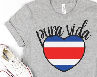 Pura Vida Costa Rica Flag Heart Spanish Teacher Shirt Bilingual Teacher Dual Language Instruction Teacher Tee