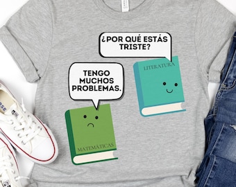 Camiseta divertida de profesor de español, camiseta de profesor bilingüe, camiseta de instrucción en dos idiomas Tengo Muchos Problemas