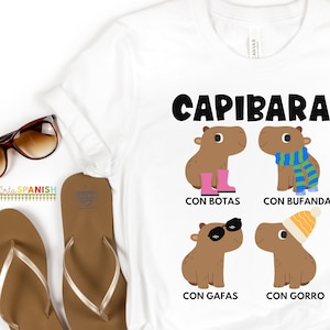 Funny Capybara TShirt Spanish Teacher Bilingual Teacher Tee Dual Language Instruction Tee Capibaras White