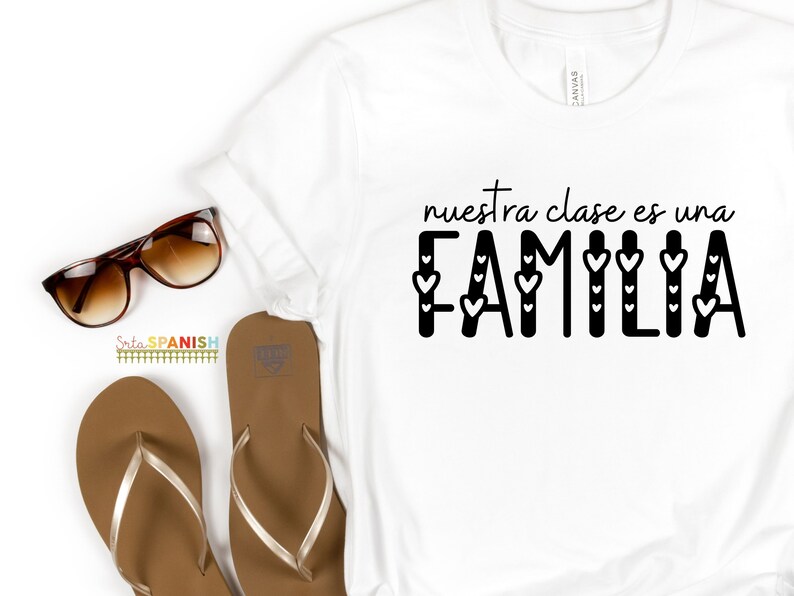 Nuestra Clase es una Familia Hearts Spanish Tee Back to School T Shirts for Spanish Teachers Dual Language Instruction Bilingual Tee image 9