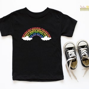 Los Colores Vocabulary Rainbow Tee T Shirt Bilingual Language Multilingual Dual Language Toddler Short Sleeve Tee Black