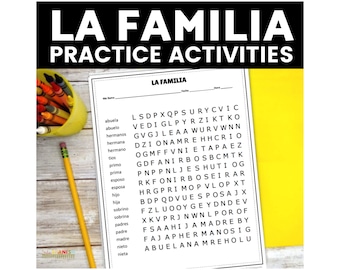 La Familia Vocabulary Family Tree in Spanish Practice Activities with DIGITAL Option for use with Google Slides