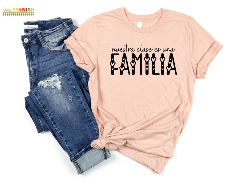 Nuestra Clase es una Familia Hearts Spanish Tee Back to School T Shirts for Spanish Teachers Dual Language Instruction Bilingual Tee image 5