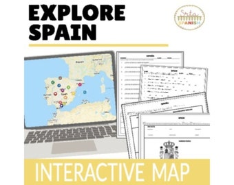 Espagne Carte d'excursion virtuelle Activités et feuilles de travail en ESPAGNOL et ANGLAIS Cours d'espagnol et études sociales