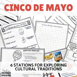 Cinco de Mayo Aktivitäten Stationen für die Erkundung von Geschichte und Kultur Bundle